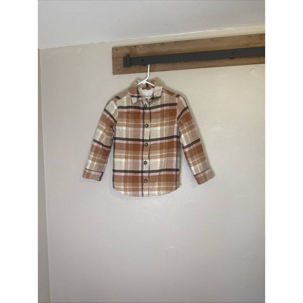 Abercrombie Kids Plaid Quilted Shacket‎ Jacket 7/8 Brown Pink Excellent